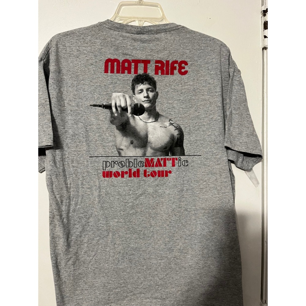 Matt Rife ProbleMATTic World Tour T-Shirt Jerzees Gray Large Comedy Merch